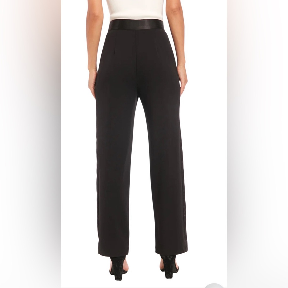 Muse Black Satin-Trim Straight Leg Pants - Picture 4 of 13